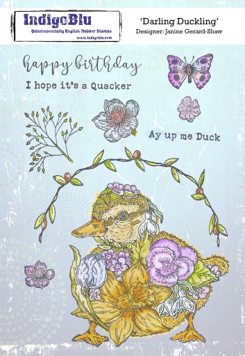 Darling Duckling A5 Red Rubber Stamp by Janine Gerard-Shaw
